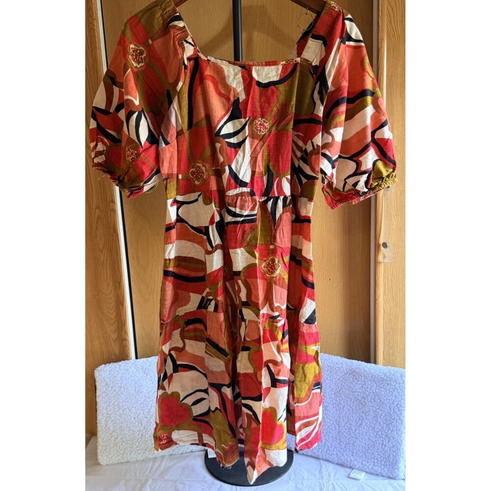Mille Gabrielle Women’s Medium 100% Cotton Floral Boho Midi Dress